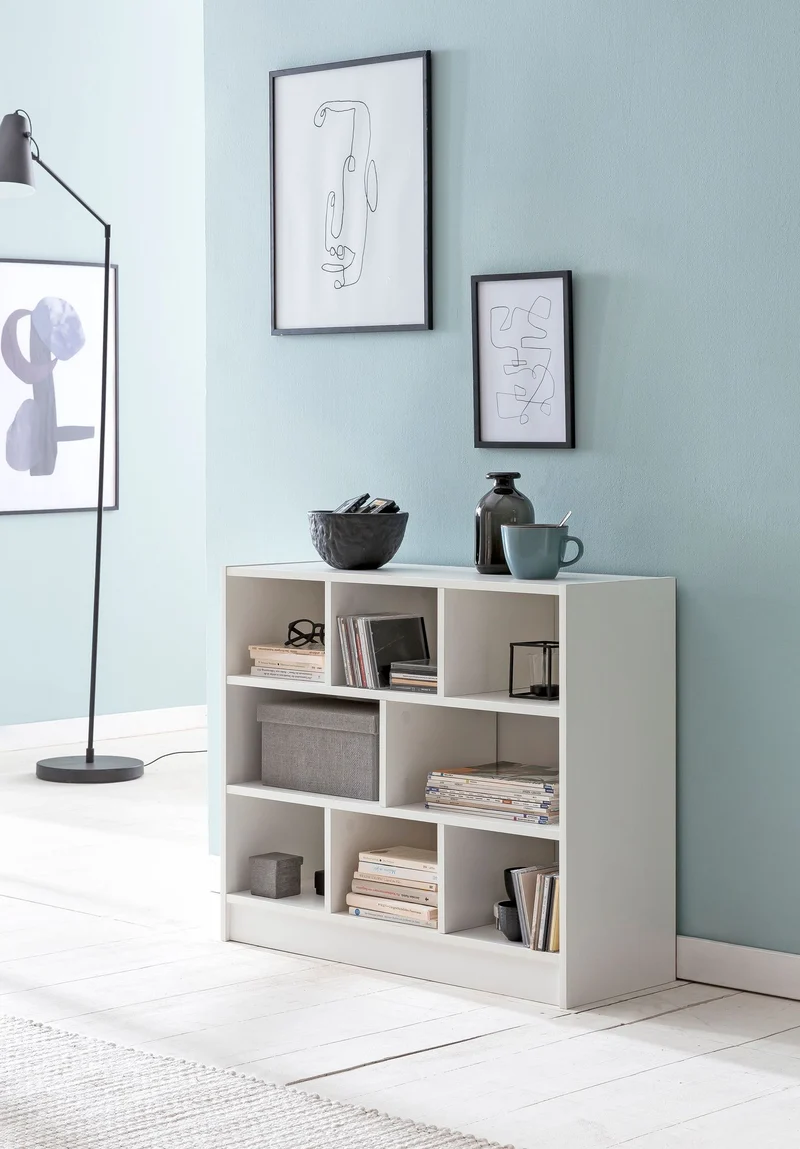 Bücherregal WL5.819 Weiß 80x68,5x29,5cm Modern Holz mit Fächern