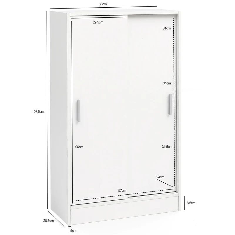 Aktenschrank WL5.817 Holz Weiß 60x107,5x28,5cm Modern Mehrzweckschrank