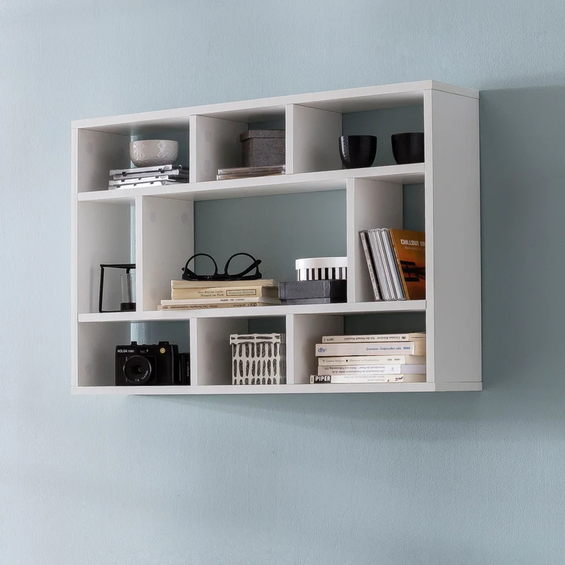 Wandregal WL5.810 Weiß 75x51x16cm Holz Modern Schwebend Wohnzimmer