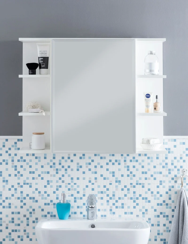 Hängeschrank WL5.754 Weiß 80x64,5x20cm Spanplatte Spiegelschrank