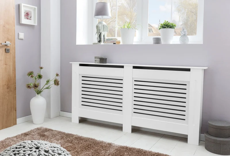 Heizkörperverkleidung WL5.746 Weiß Matt 152x83x19cm Holz Lamellen