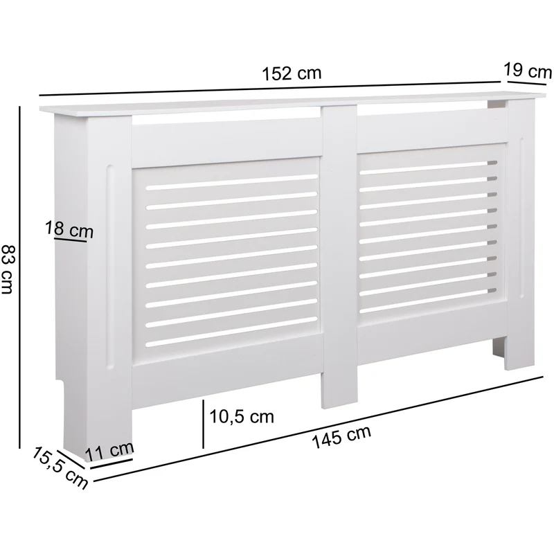 Heizkörperverkleidung WL5.746 Weiß Matt 152x83x19cm Holz Lamellen