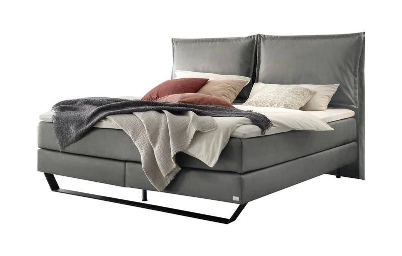 Hasena Boxspringbett Celina Schwarz/Grau inkl. Topper und Matratze