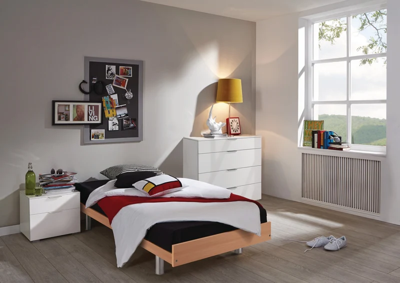 Hasena Econom Gästebett Buche-Dekor mit Alu-Füßen und Kopfbrett Elsa