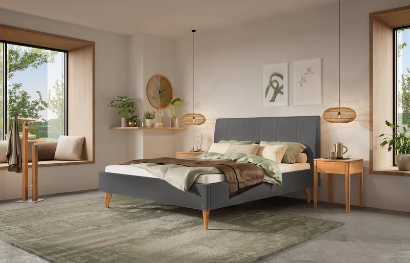 Hasena Polsterbett Elisa Wildeiche natur mit Bezug Pace grey