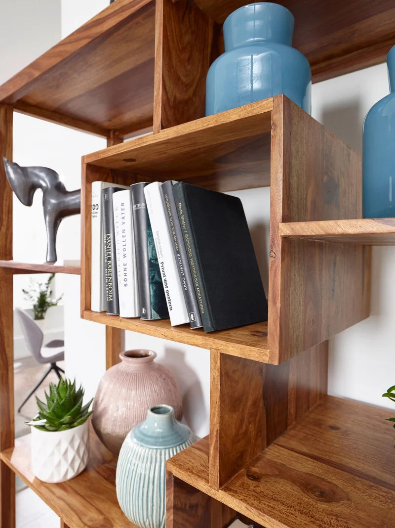Bücherregal 115x180x40cm Sheesham Massivholz Landhaus Raumteiler