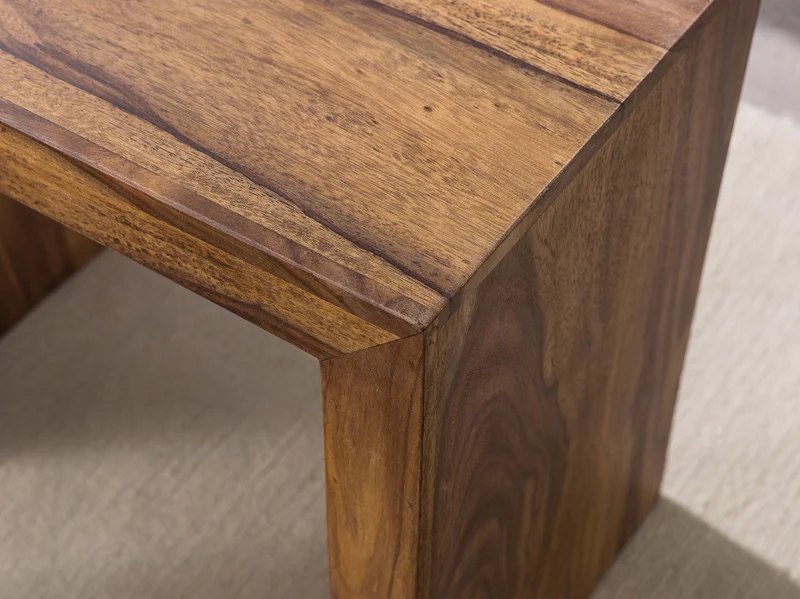 Satztisch Set 3er Sheesham Massivholz Landhausstil Dunkelbraun