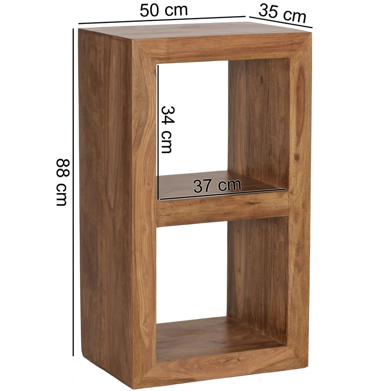 Regal Sheesham Massivholz 88cm 2 Böden Landhausstil Naturprodukt