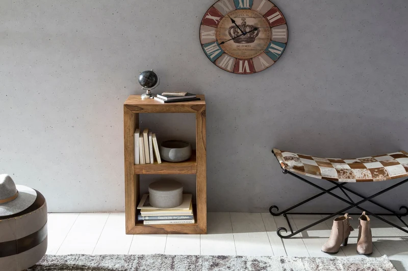 Regal Sheesham Massivholz 88cm 2 Böden Landhausstil Naturprodukt