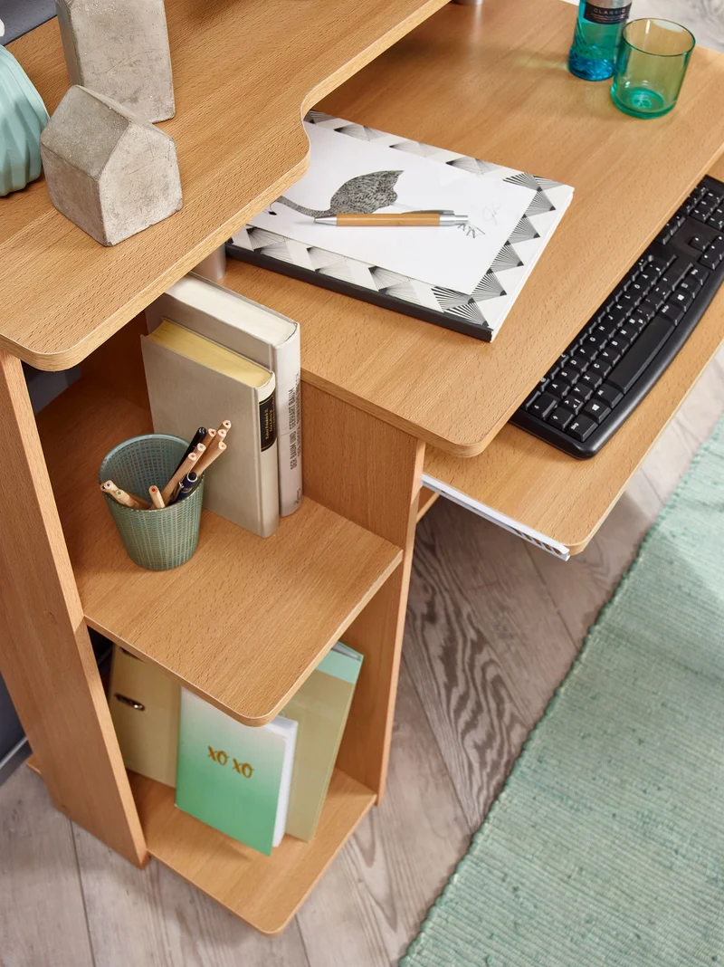 Computertisch WL1.163 Buche 94x90,5x48,5cm mit Tastaturauszug Modern