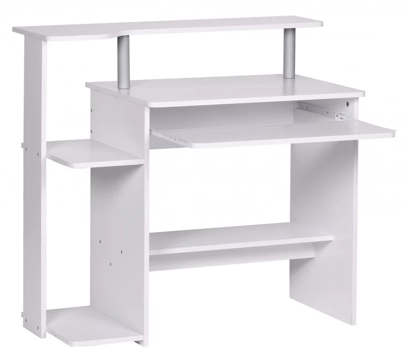 Computertisch WL1.153 Weiß 94x90,5x48,5cm mit Tastaturauszug & Ablage