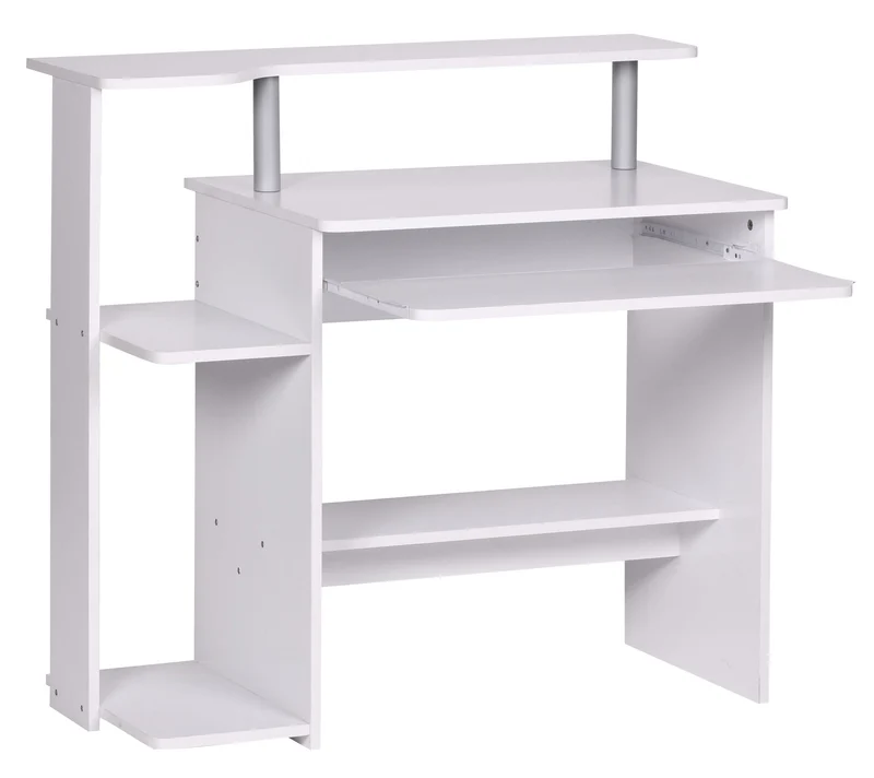 Computertisch WL1.153 Weiß 94x90,5x48,5cm mit Tastaturauszug & Ablage