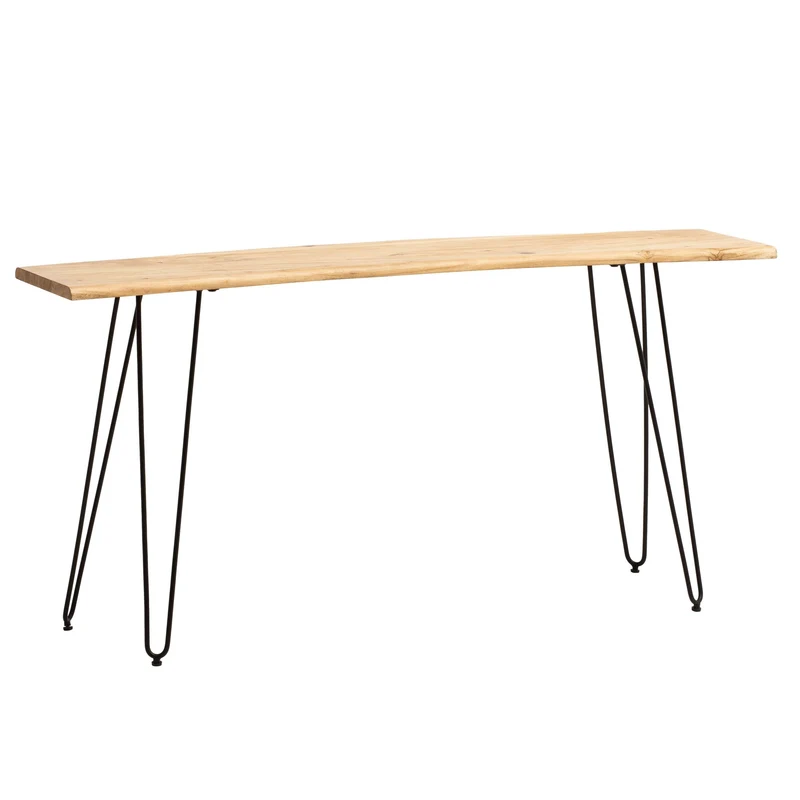 Schreibtisch 150x36x75cm Akazie Massivholz Metall Baumkante Schwarz