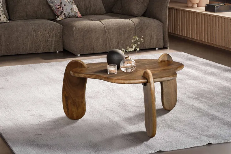 Couchtisch Mango Massivholz Walnussfarben 78x78x39,5cm Modern Design