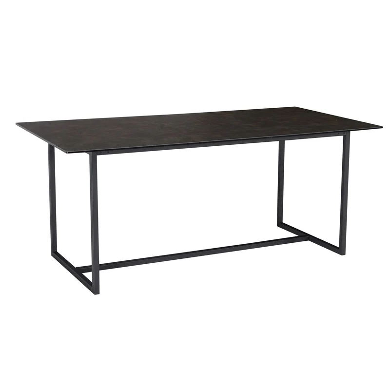 Esszimmertisch 180x90cm Keramik Glas Schwarz Metallbeine Rechteckig