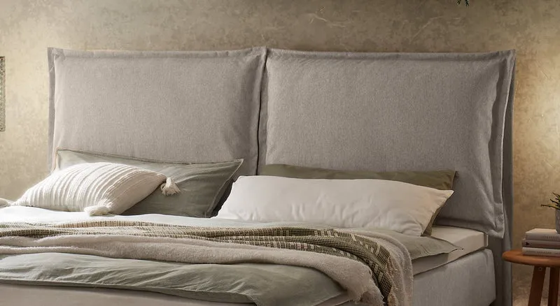 Hasena Boxspringbett Ricarda Eiche bright mit Bezug Pace Light Grey