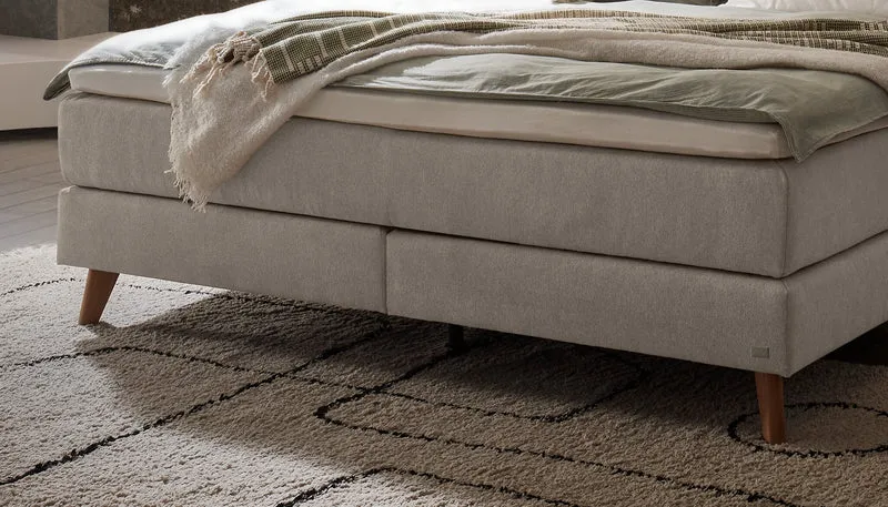 Hasena Boxspringbett Ricarda Eiche bright mit Bezug Pace Light Grey