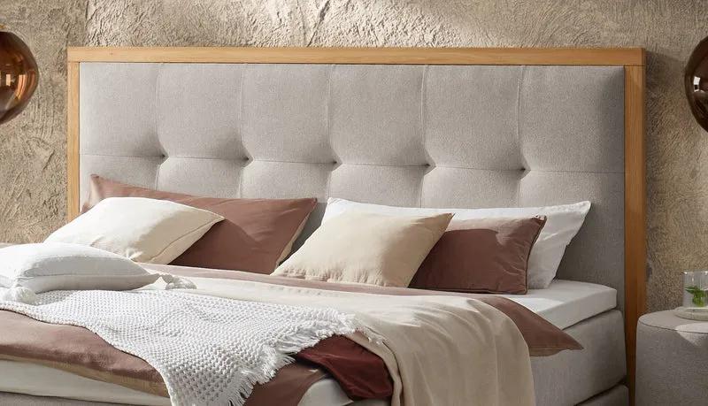 Hasena Boxspringbett Marisol Eiche bright mit wählbarem Topper, grau