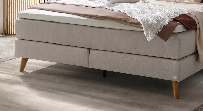 Hasena Boxspringbett Marisol Eiche bright mit wählbarem Topper, grau