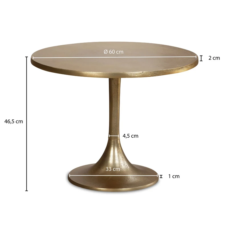 Couchtisch Metall Gold 60x60x46,5cm Rund Aluminium Modern Wohnzimmer