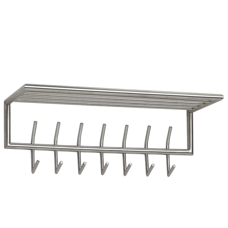 Wandgarderobe Metall Silber 74,5x29x30cm mit Ablage Hakenleiste Flur