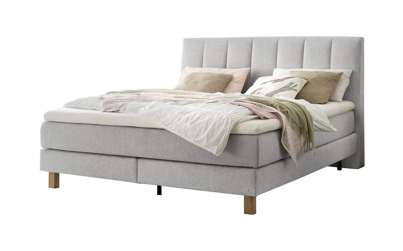 Hasena Boxspringbett Reina Eiche bright mit Pace Bezug Light Grey