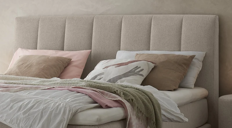 Hasena Boxspringbett Reina Eiche bright mit Pace Bezug Light Grey