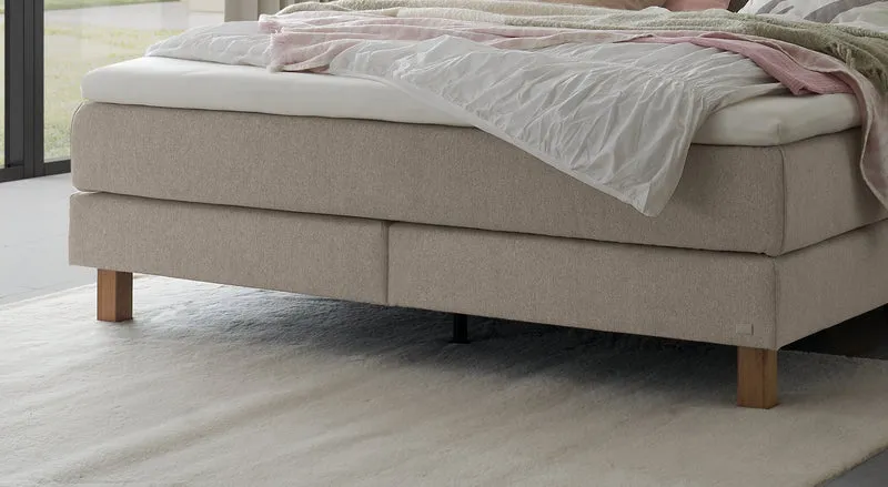 Hasena Boxspringbett Reina Eiche bright mit Pace Bezug Light Grey