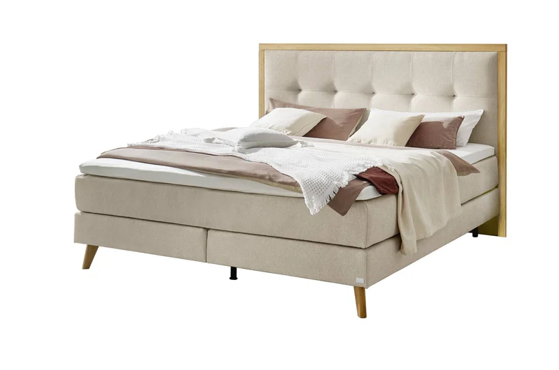 Hasena Boxspringbett Marisol in Eiche bright geölt, Bezug Pace sand
