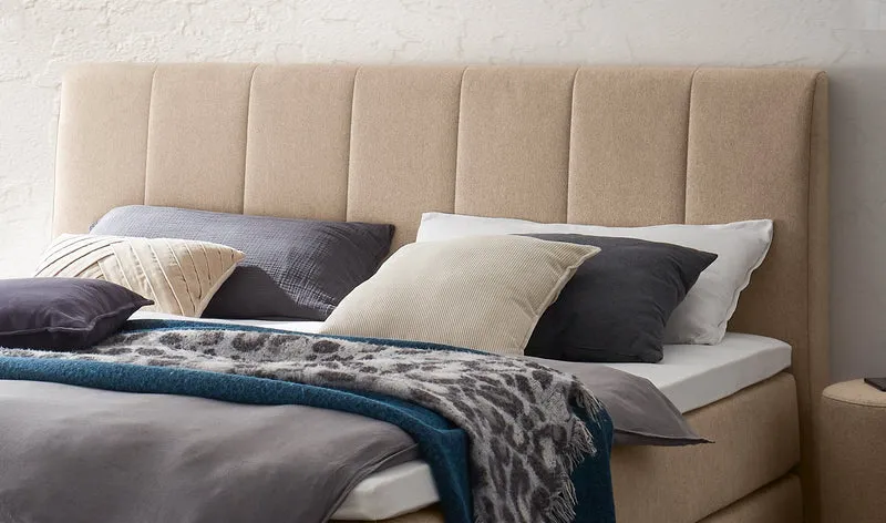 Hasena Boxspringbett Pedrosa mit Stauraum, Eiche bright geölt, Bezug sand