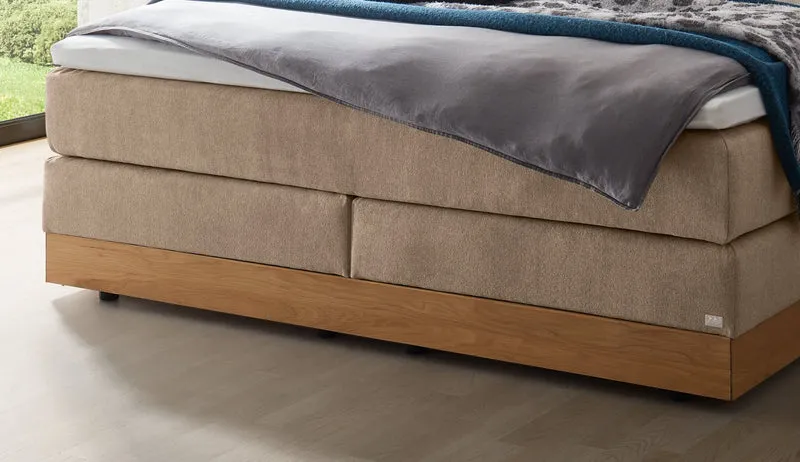 Hasena Boxspringbett Pedrosa mit Stauraum, Eiche bright geölt, Bezug sand