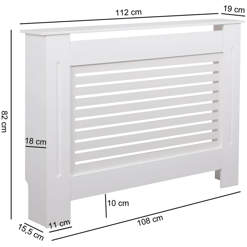 Heizkörperverkleidung WL5.745 Weiß Matt 112x82x19cm Holz Lamellen