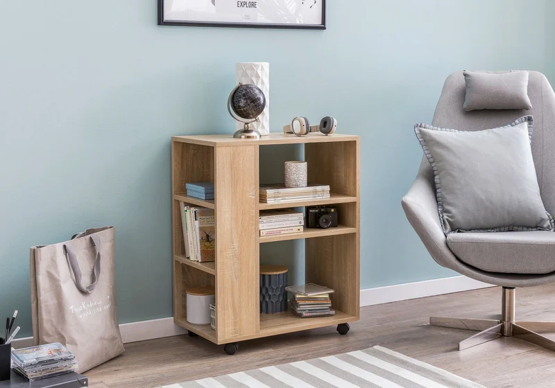 Regalwagen WL5.695 Sonoma 60x35x75cm Holz mit Rollen Modern