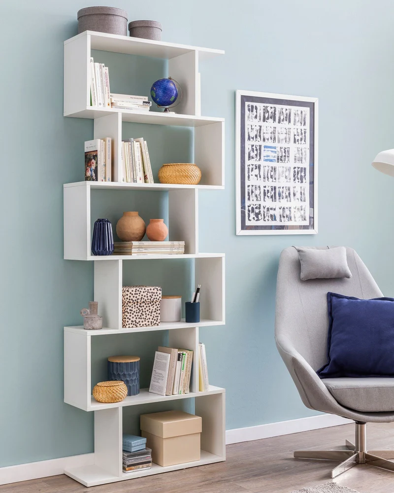 Bücherregal WL5.691 6 Fächer Weiß Spanplatte Modern Freistehend