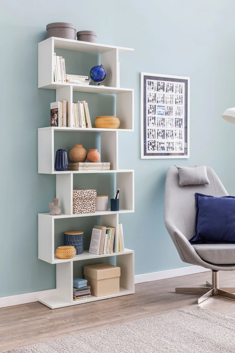 Bücherregal WL5.691 6 Fächer Weiß Spanplatte Modern Freistehend