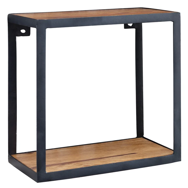 Wandregal PURI 35x35cm Sheesham Massivholz Metall Industrial