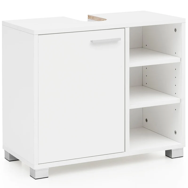 Waschbeckenunterschrank 60x55x32cm Weiß Badschrank mit Tür Fächer