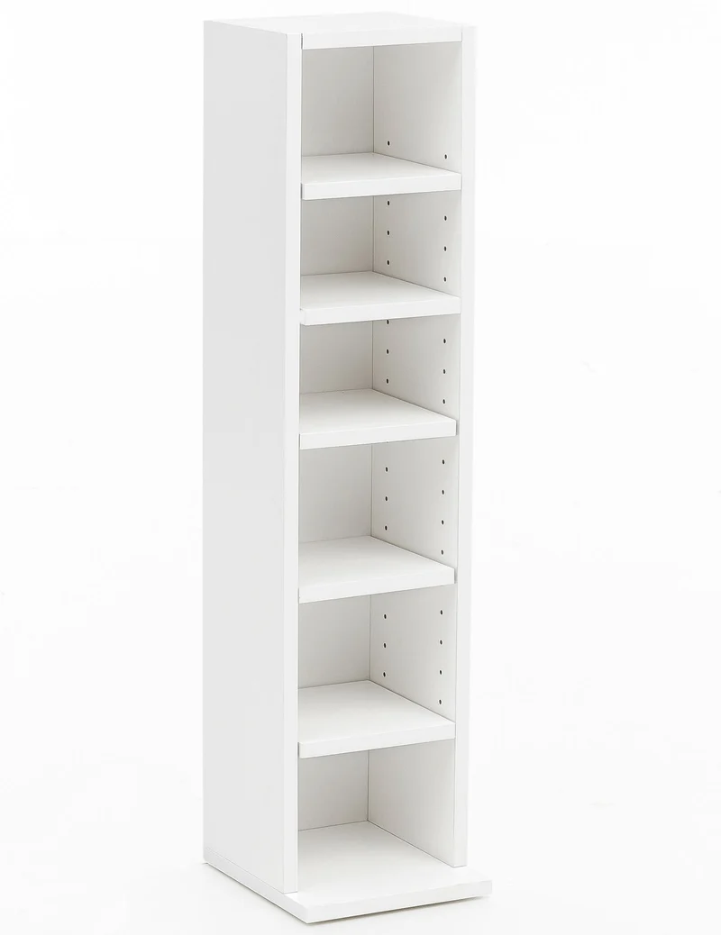 Bücherregal WL5.336 Weiß 21x91x25,5cm 6 Fächer Holz Modern
