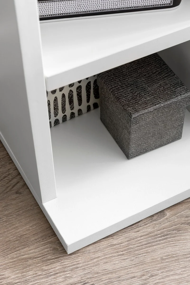 Bücherregal WL5.336 Weiß 21x91x25,5cm 6 Fächer Holz Modern