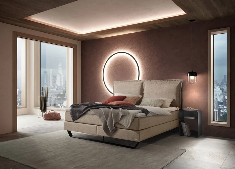 Hasena Boxspringbett Celina mit Topper nach Wahl, Bezug Pace Sand