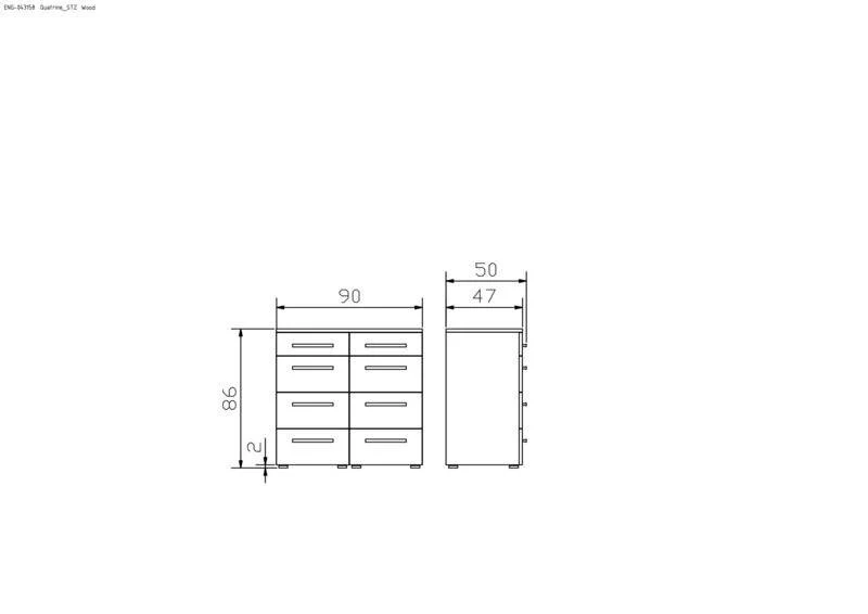 Hasena Selezione Kommode Quatrine Eiche bright mit 8 Schubladen