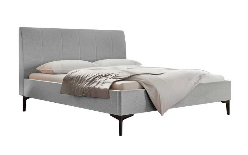 Hasena Polsterbett Carlinda Light Grey mit schwarzen Metallfüßen