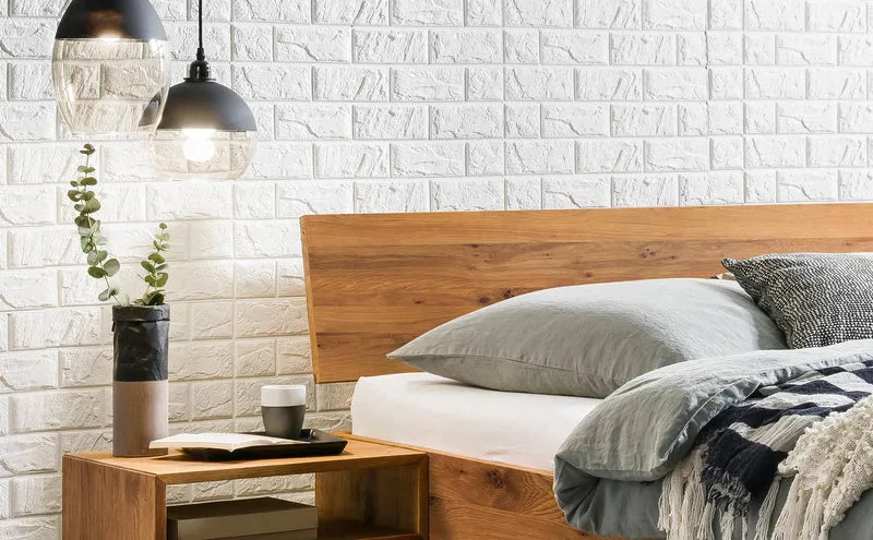 Hasena Trento Bett Asti Wildeiche natur mit schwarzen Metallkufen
