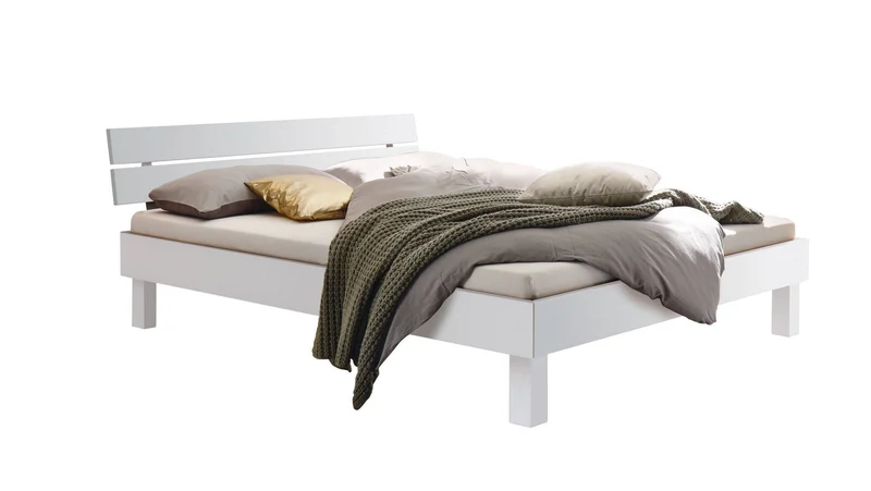 Hasena Bett Prato Weiß lackiert, Trento-Kollektion, mehrere Breiten
