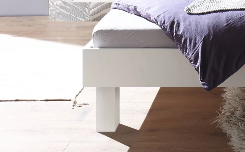 Hasena Bett Prato Weiß lackiert, Trento-Kollektion, mehrere Breiten