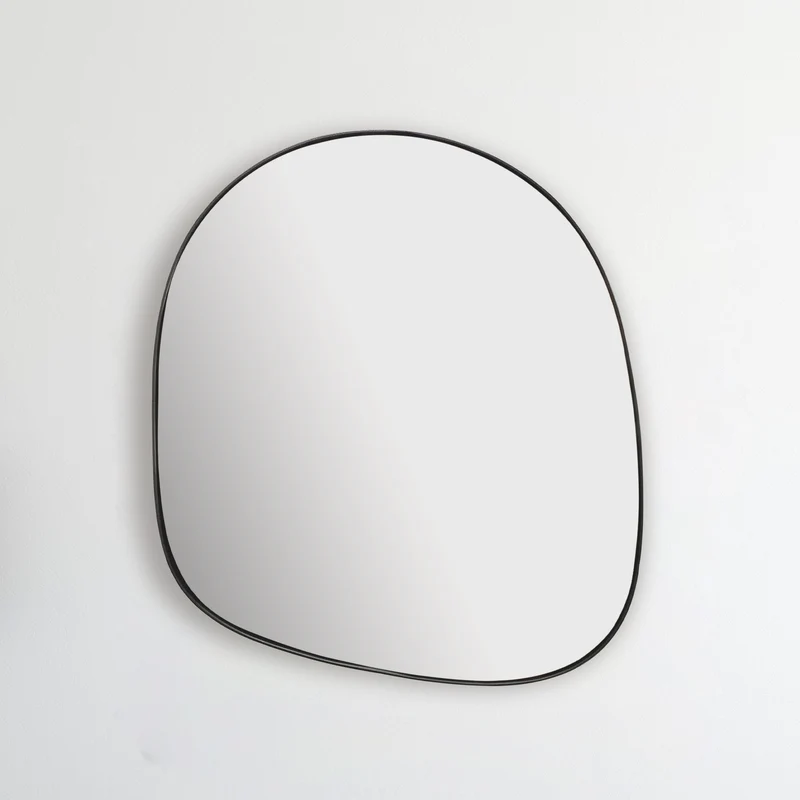 Wandspiegel Asymmetrisch 53x60cm Metall Schwarz Modern Flurspiegel