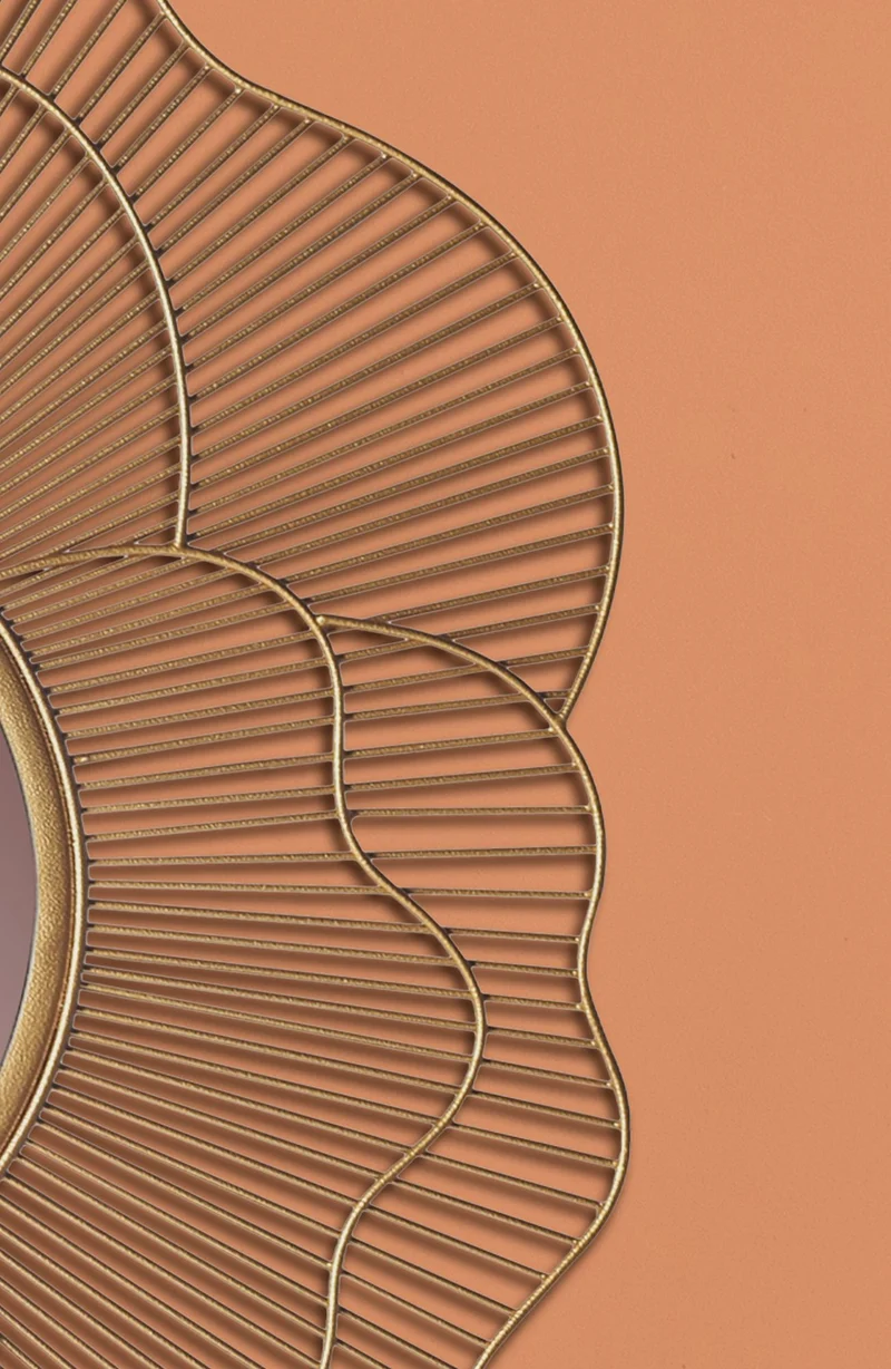 Wandspiegel Rose 77cm Rund Gold Eisen Blütenform Modern Flurspiegel