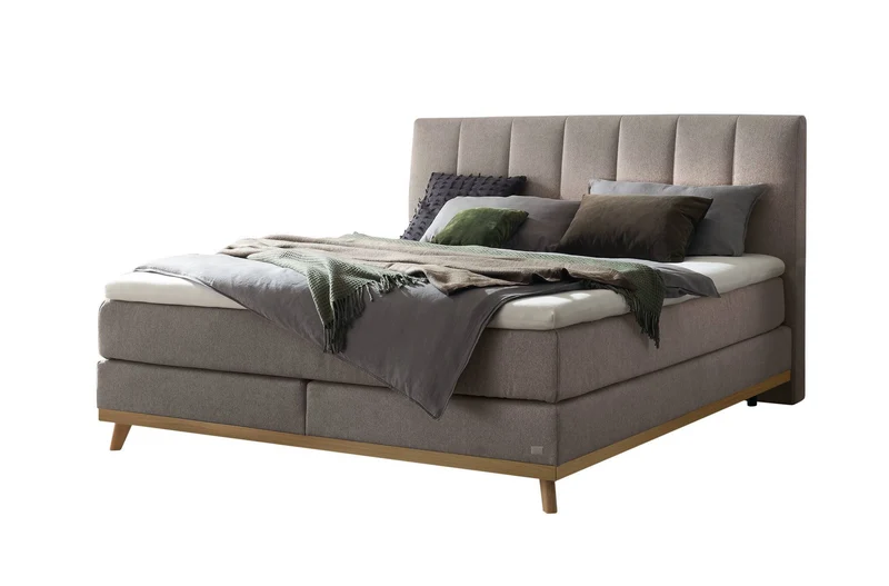Boxspringbett Stefania von Hasena, Eiche bright geölt, Bezug Pace Grey