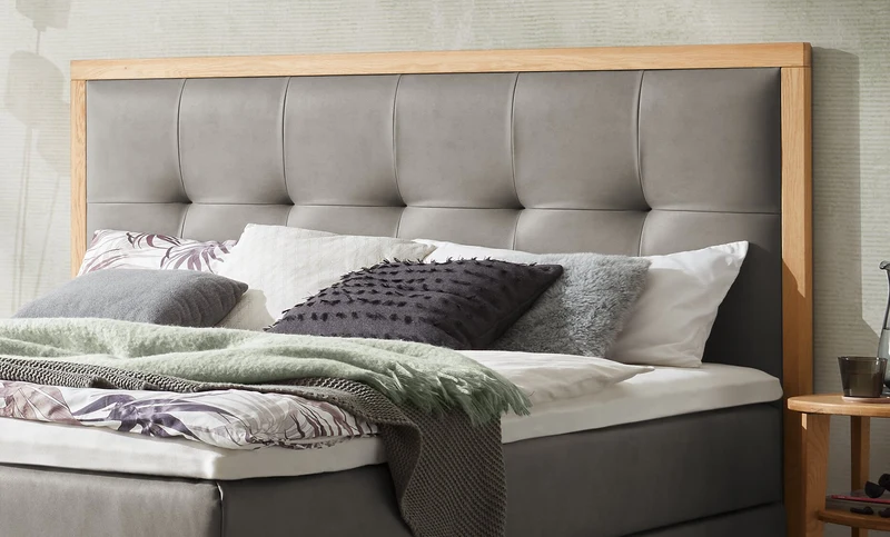 Hasena Boxspringbett Cecilia Pronto Eiche bright mit Bezug Monet Steel