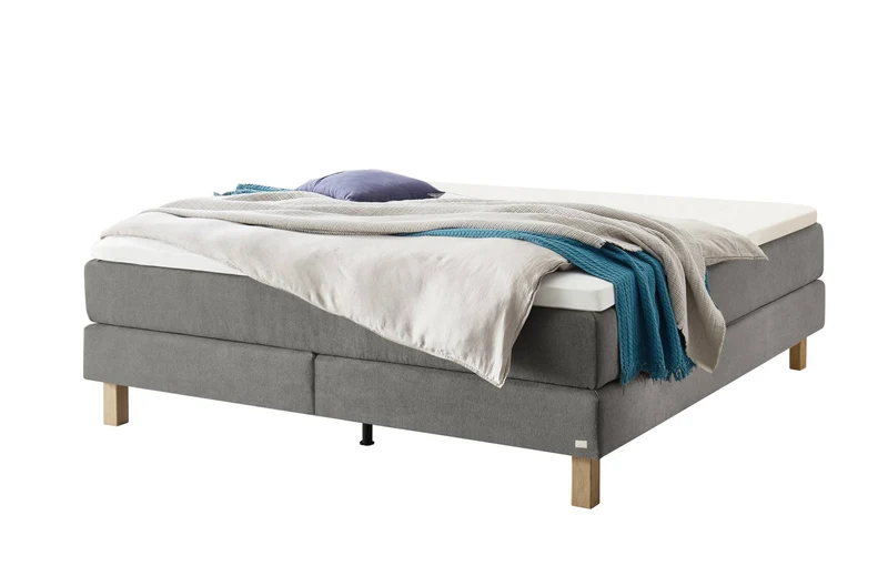 Hasena Boxspringbett Carlota ohne Kopfteil, Eiche bright, Pace Grey